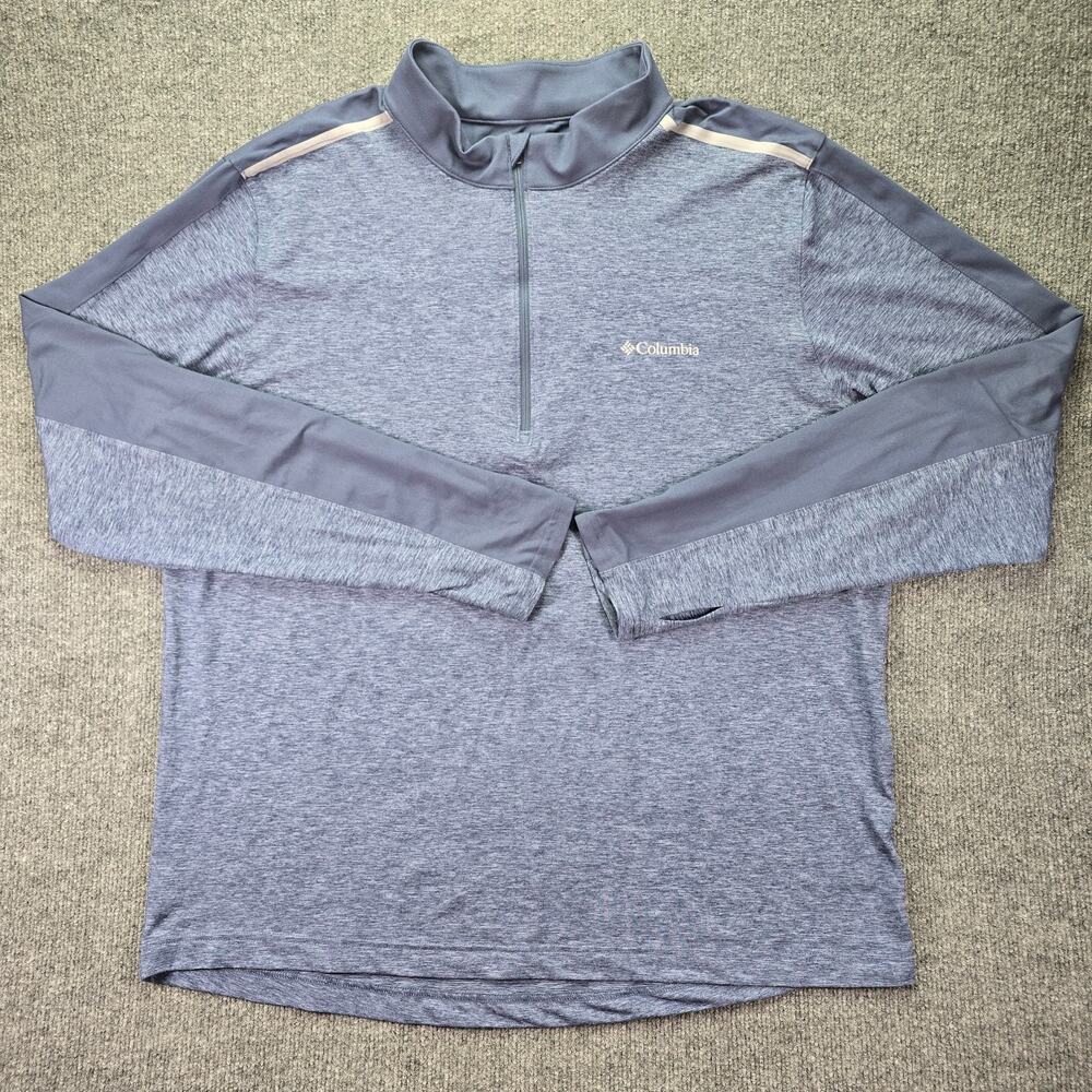 Columbia 1/4 Zip Pullover Mens XL Gray Blue Heather Performance Golf Outdoor